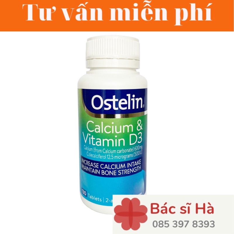 Canxi Ostelin - Vitamin D3, canxi cho bà bầu và cho con bú 130 Viên