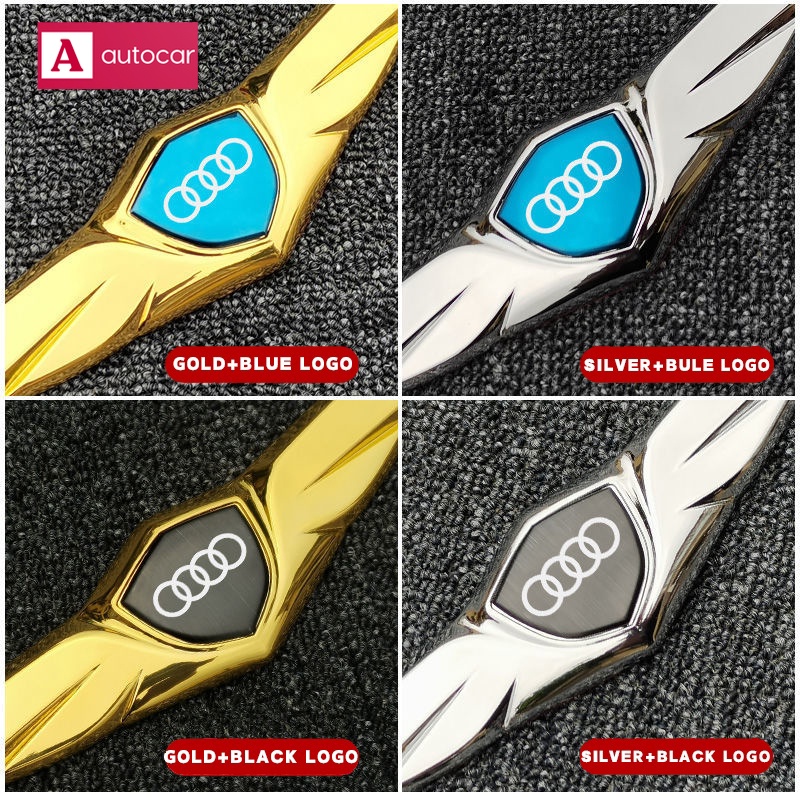 Miếng Dán Trang Trí Nắp Ca Pô Xe Hơi Audi A4 A3 A5 A6 Q2 Q3 Q5 Bằng Kim Loại Hình Đôi Cánh Thiên Thần