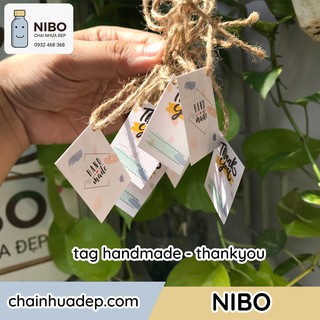[Hàng chính hãng NIBO] 50 Thẻ giấy treo, tag handmade, thank you trang trí chai nhựa kèm dây gai