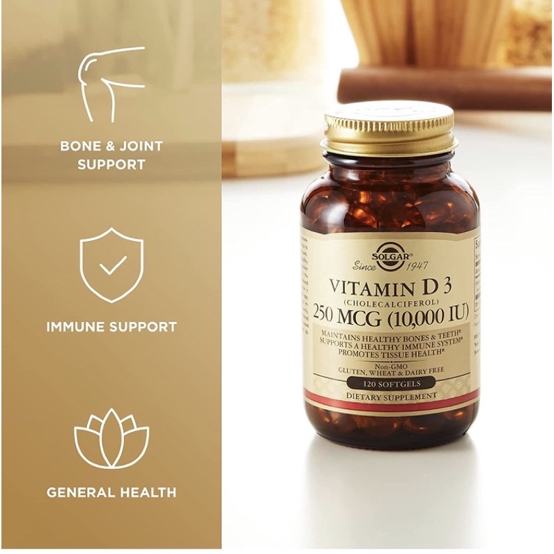 Viên Solgar Vitamin D3 liều cao 250 MCG (10,000 IU) 120 viên USA