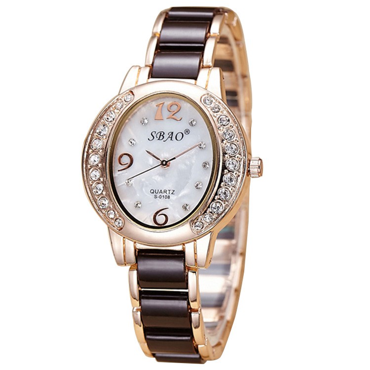 Đồng hồ nữ SBAO S8688 mặt trắng ngọc trai viền đính đá cao cấp - 4 màu sang thumbnail
