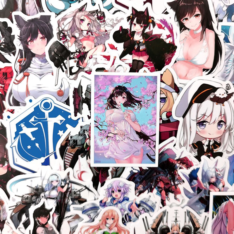 Set 50 miếng sticker hình game Azur Lane dán trang trí độc đáo