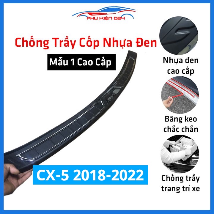 Ốp chống trầy cốp ngoài nhựa đen CX5, CX-5 2018-2019-2020-2021-2022 Mẫu 1 dán cốp sau chống xước trang trí xe