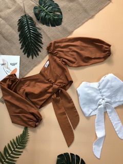 ÁO CROPTOP TAY PHỒNG LINEN