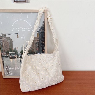 TÚI TOTE VẢI ĐEO CHÉO THÊU HOA CÚC QUAI DÚM SIZE TO
