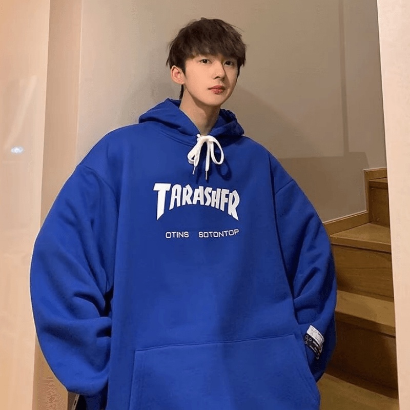Áo Hoodie Dáng Rộng In Chữ Thời Trang Hàn Quốc Chất Lượng Cao Size M-5XL Cho Nam
