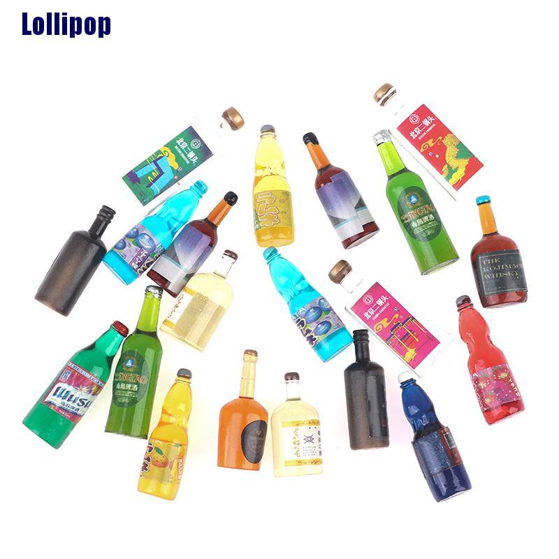 Set 20 mô hình chai nước tỉ lệ 1:6 1:12 trang trí nhà búp bê