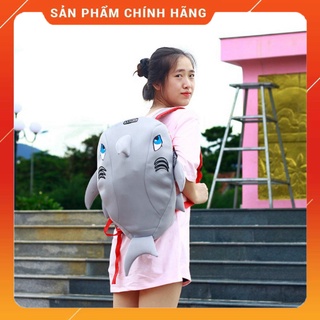 Balo cá mập swat baby shark siêu cute vải lưới 3 lớp dày dặn màu xám freeship