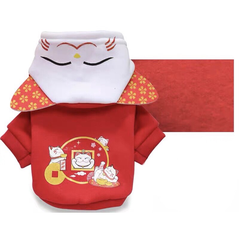 ÁO TẾT CHÓ MÈO HOẠ TIẾT MÈO THẦN TÀI