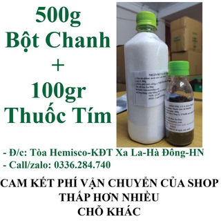 Combo 100gr Thuốc Tím-KMnO4, 500gr bột chanh, axit chanh, axit citric tẩy mốc, ố vàng, cháo lòng, Tẩy lồng máy giặt