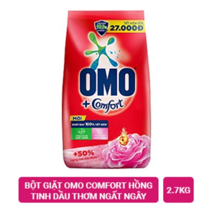 bột giặt omo 3kg đỏ/ hương comfort tinh dầu thơm vàng  2.7kg/ hương comfort tinh dầu thơm hồng ngất ngay 2.7kg