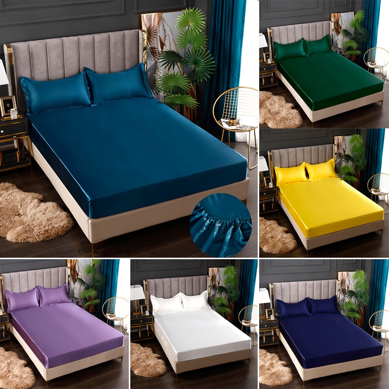 Ga trải giường bằng lụa satin mềm có 8 màu sắc tuỳ chọn cho giường đơn/ đôi/ lớn cao cấp (có bán lẻ)