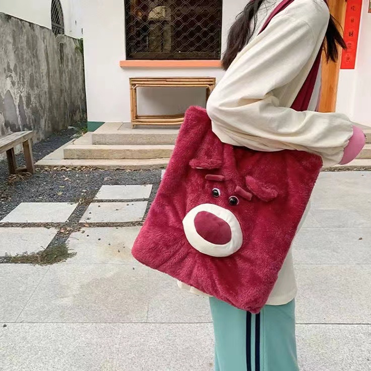 Disney Ba Lô Đeo Vai Kiểu Hoạt Hình Gấu / Dâu Tây Nhồi Bông Kiểu Hàn Quốc Dễ Thương