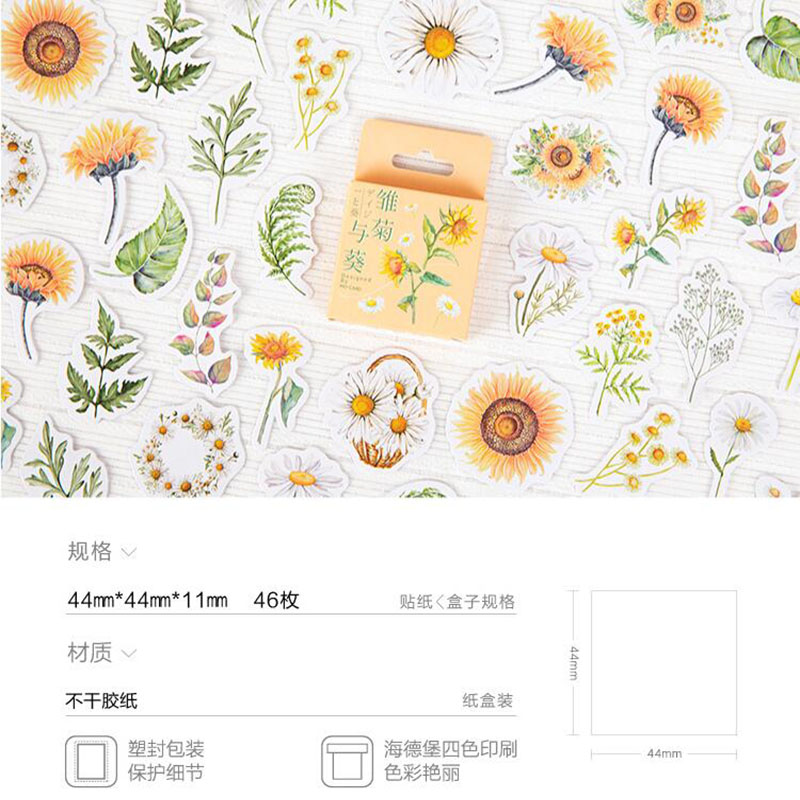 Hộp 46 Miếng Dán Trang Trí Hình Hoa Cúc Và Hướng Dương