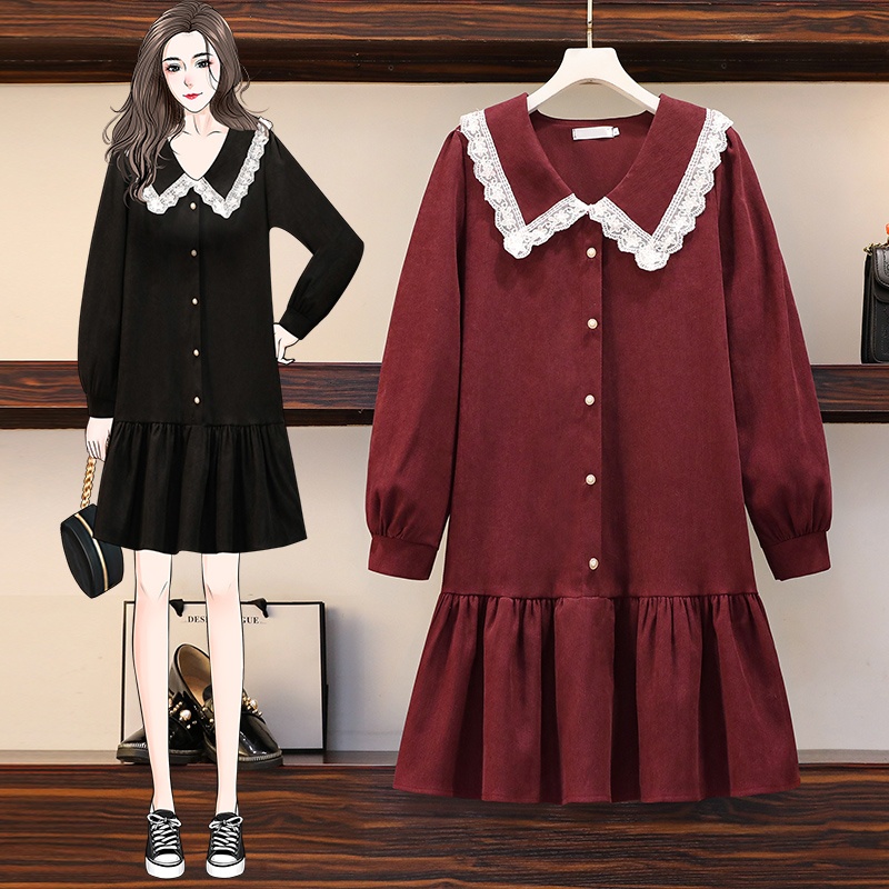 🌸Hàng Order🌸 Đầm Bigsize Váy Sơ Mi Cổ Ren Che Bụng Đuôi Cá Trẻ Trung Nhí Nhảnh🌸Hàng Quảng Châu