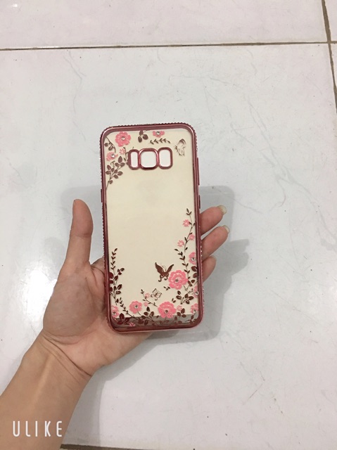 Ốp lưng viền đính đá hoa hồng sam sung S8, S8+ , S8 Plus