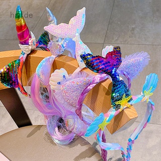 Băng Đô Cài Tóc Đính Tóc Giả Thắt Bím Đuôi Ngựa Màu Sắc Cầu Vồng Dễ Thương Cho Bé Gái