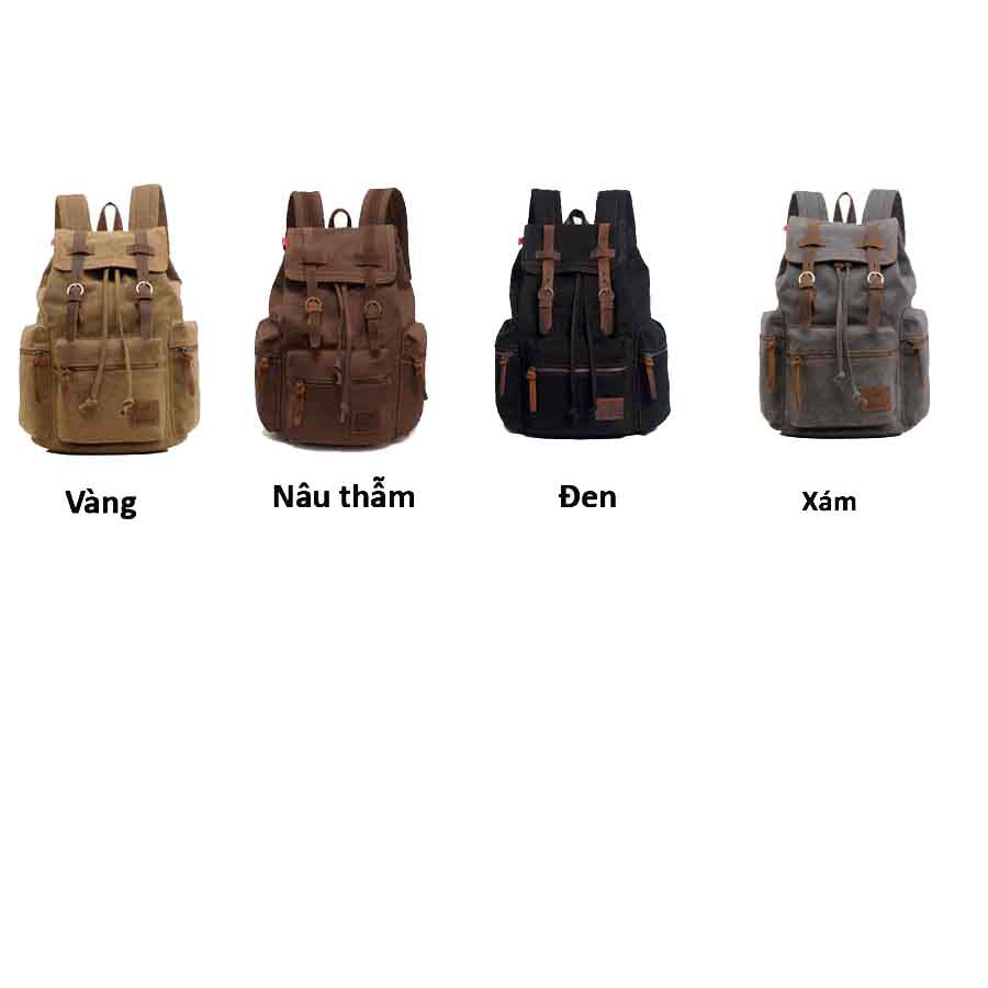 Balo Nam vải Canvas (vải bố) khóa da bò thật siêu cao cấp