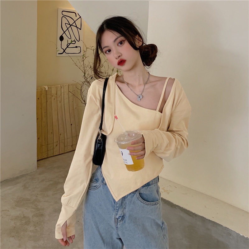 Set Áo Thun Dài Tay + Áo Hai Dây Thời Trang Nữ
