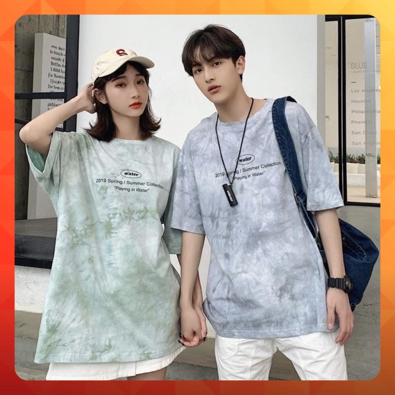 Áo thun tay lỡ form rộng màu loang in WATER - phông ulzzang oversize unisex cặp nam nữ