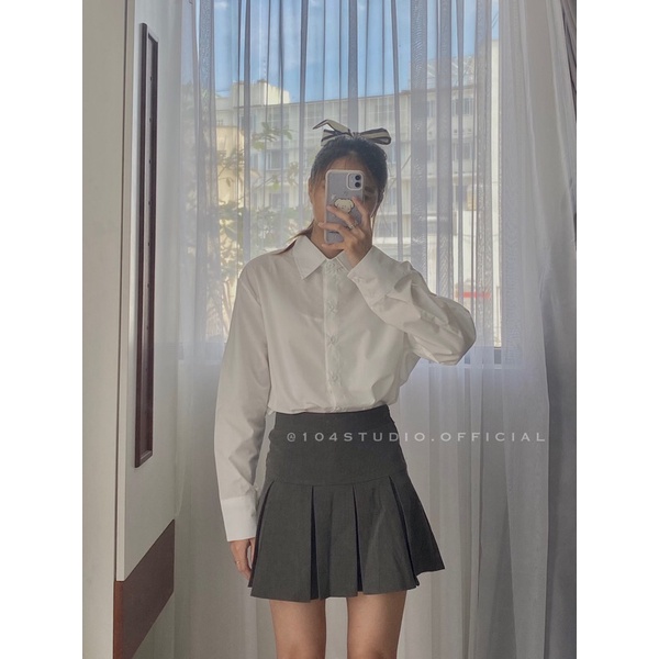 Áo sơ mi tay dài oversize không túi