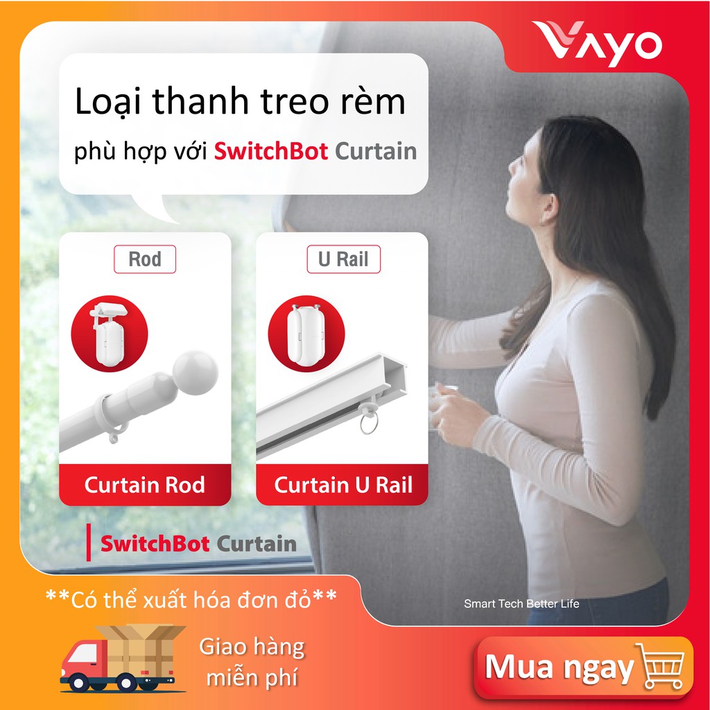 Thiết bị rèm cửa thông minh SwitchBot Curtain Robot điện thông minh - Điều khiển qua app, điều khiển bằng giọng nói