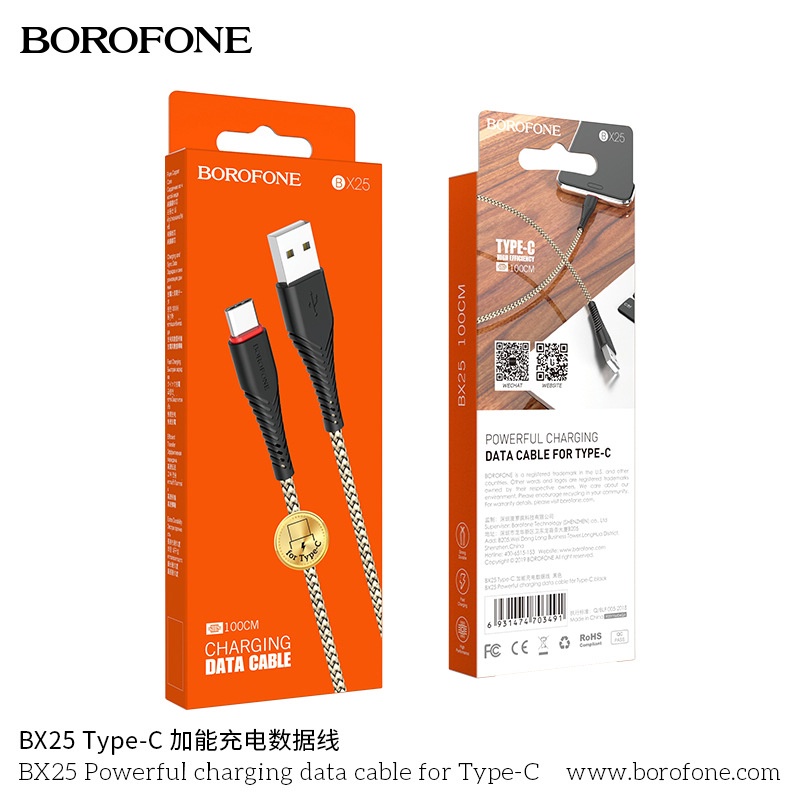 Cáp Sạc Borofone BX25 Type-C Chính Hãng