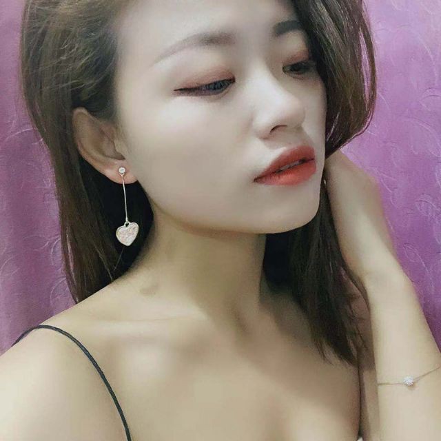 Hoa tai trái tim đa sắc màu bạc 925