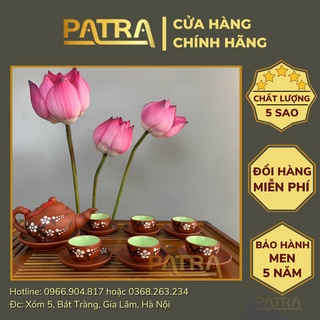 Bộ ấm chén uống trà cao cấp , bộ ấm trà bát tràng - trường sa hoa mai trắng
