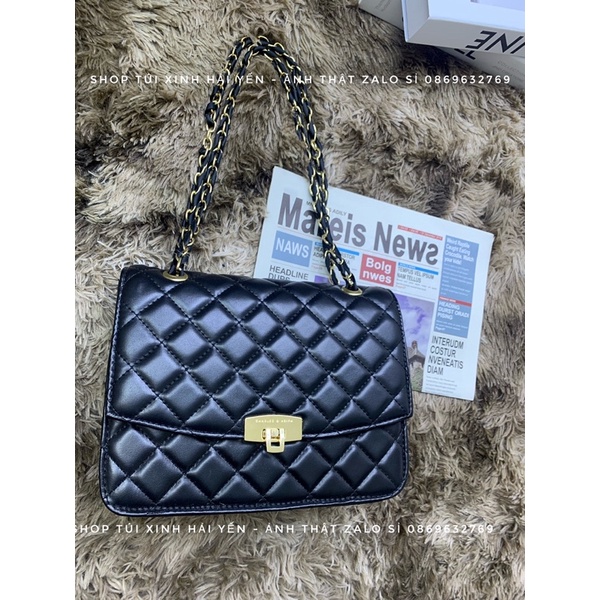 Túi Cnk đeo chéo trần trám khoá dập logo hãng hàng qc loại 1