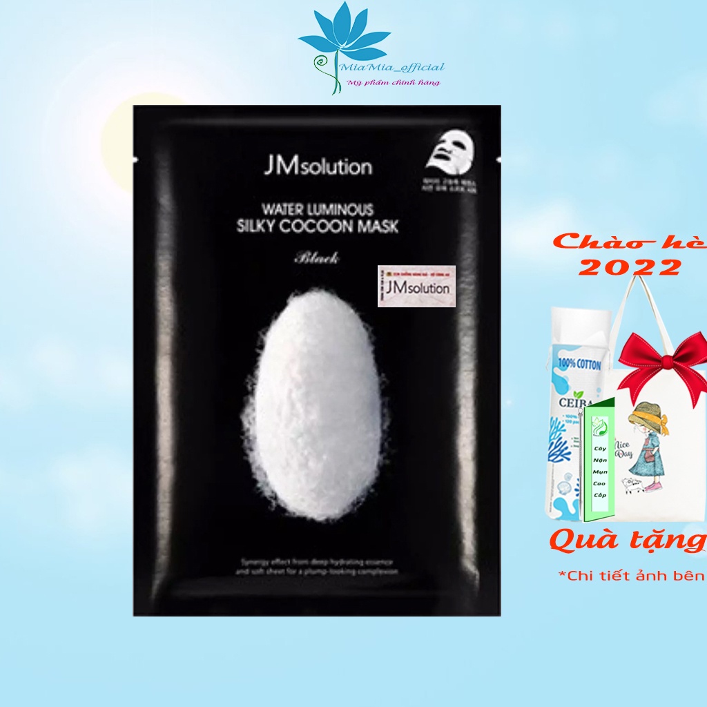 Mặt Nạ Tơ Tằm (miếng lẻ) JM Solution Water Luminuos Silky Cocoon Mask Black Dưỡng Trắng Mịn Màng Cấp Ẩm Căng Bóng