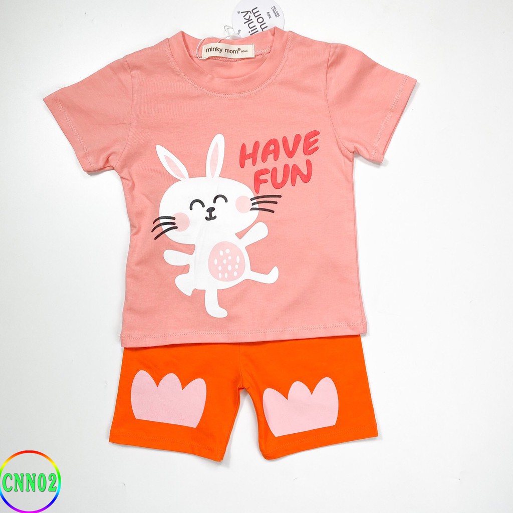 Bộ Cộc Tay Cho Bé CNN02 Đồ Bộ Thun Cotton 100% Mềm Mịn Thoáng Mát Thấm Hút Mồ Hôi Hàng Chuẩn Loại 1 MINKY MOM