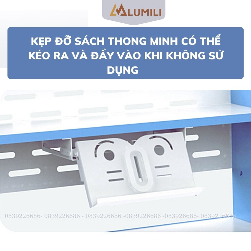 bàn học sinh trẻ em có giá sách lớn H10 PROMAX cao cấp nghiêng mặt bàn thông minh, tay quay nâng hạ chống gù chống cận