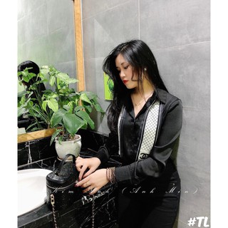 Áo sơ mi cổ nơ cn, áo sơ mi nữ 2 màu siêu hot