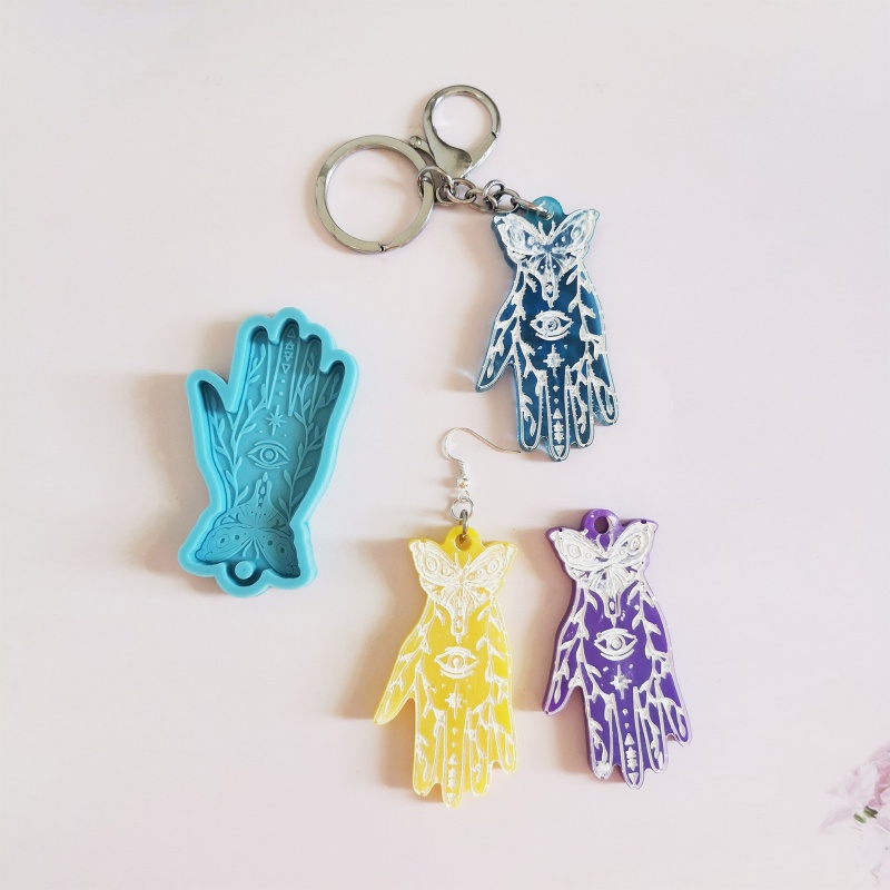 Khuôn Silicone Làm Móc Khóa Hình Bàn Tay Fatima Sáng Bóng DIY