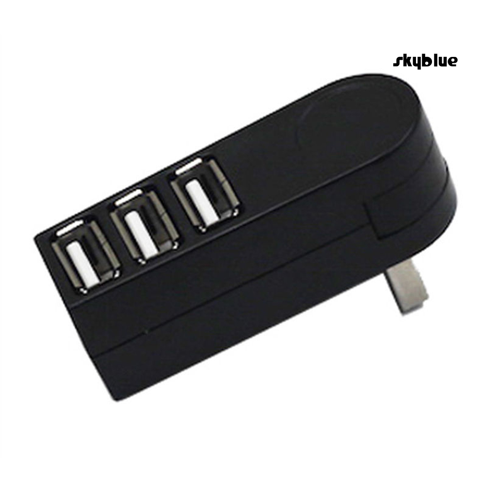 [SK]Mini 3 Port USB 2.0 Rotating Splitter Adapter Hub for PC Laptop Notebook Mac