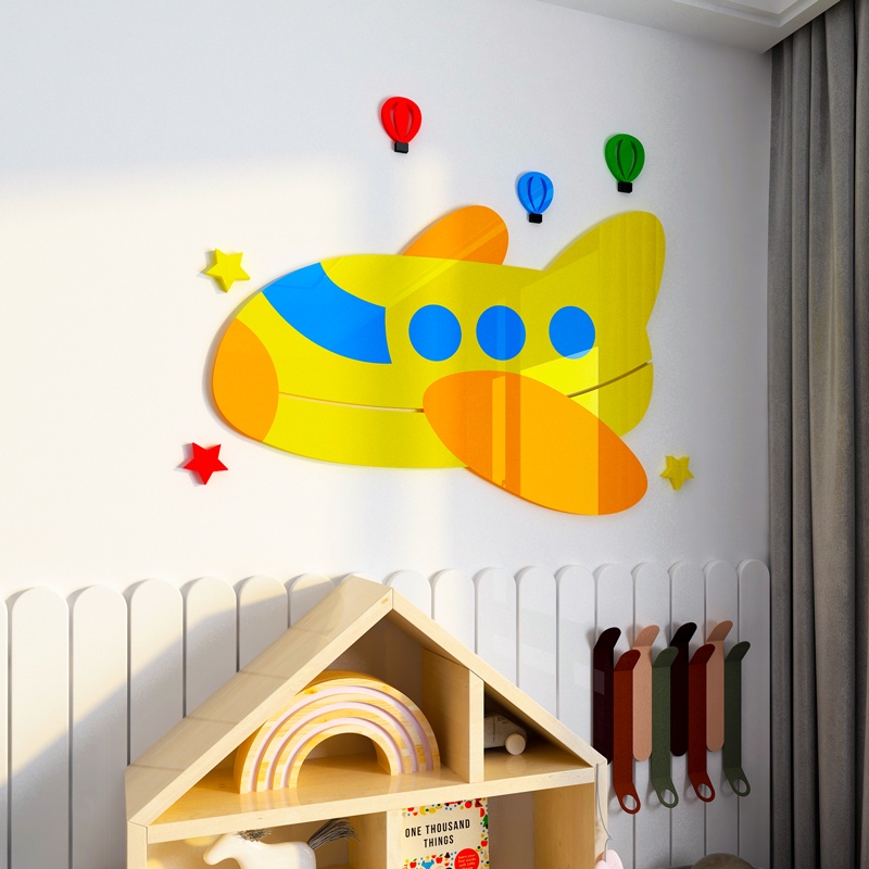 Tranh mica dán tường - Tên lửa, máy bay trang trí đầu giường phòng cho bé - Nhiều Size - EPeBen