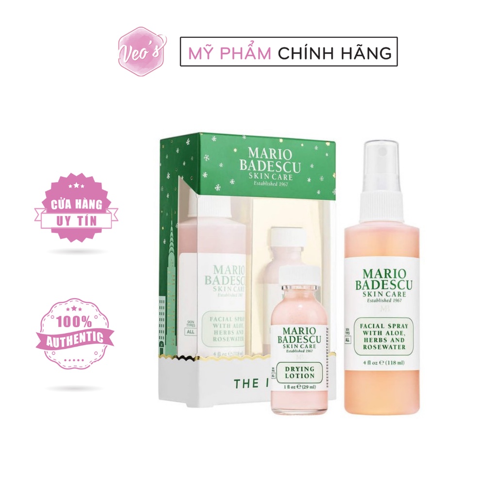 [CÓ SẴN] Set dưỡng da Mario Badescu The Icon (Toner xịt khoáng, chấm mụn)