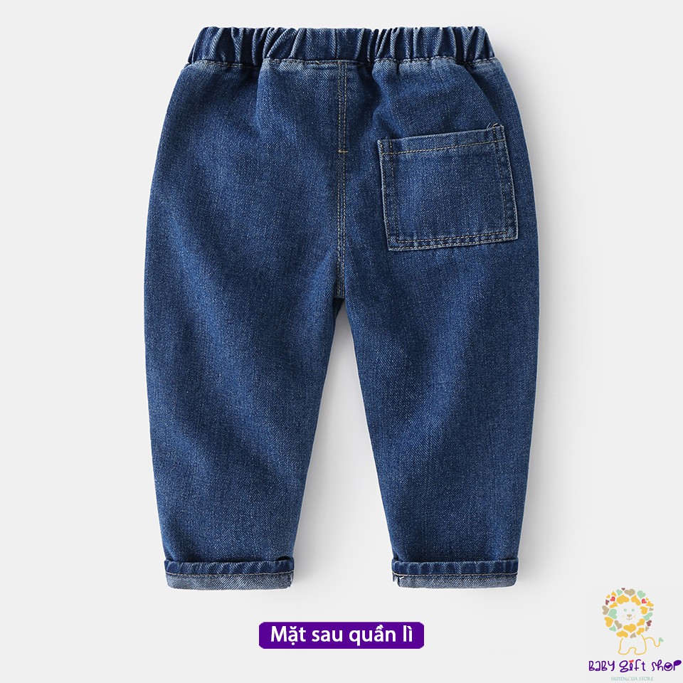 Quần jean cho bé trai quần bò trẻ em quần dài cho bé size đại WELLKIDS chất cotton mẫu mới 2023