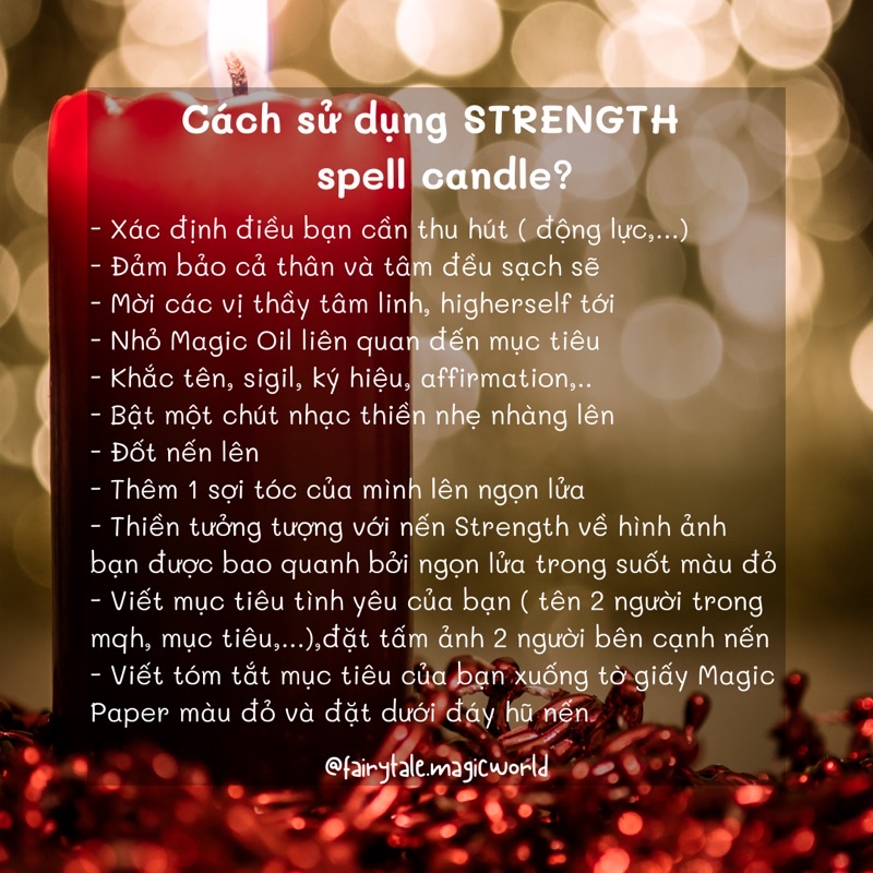 Nến spell STRENGTH | Hỗ trợ tăng sức mạnh, động lực và quyết tâm; tăng lửa, hâm nóng tình yêu