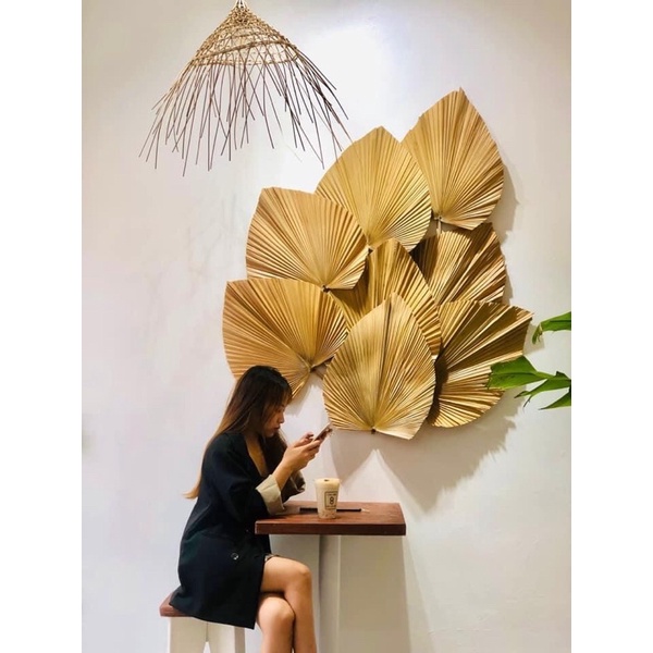 Lá cọ tự nhiên decor sơn màu.decor trang trí quán cafe nhà hàng.trang trí phòng khách trang trí quán ăn.decor shop