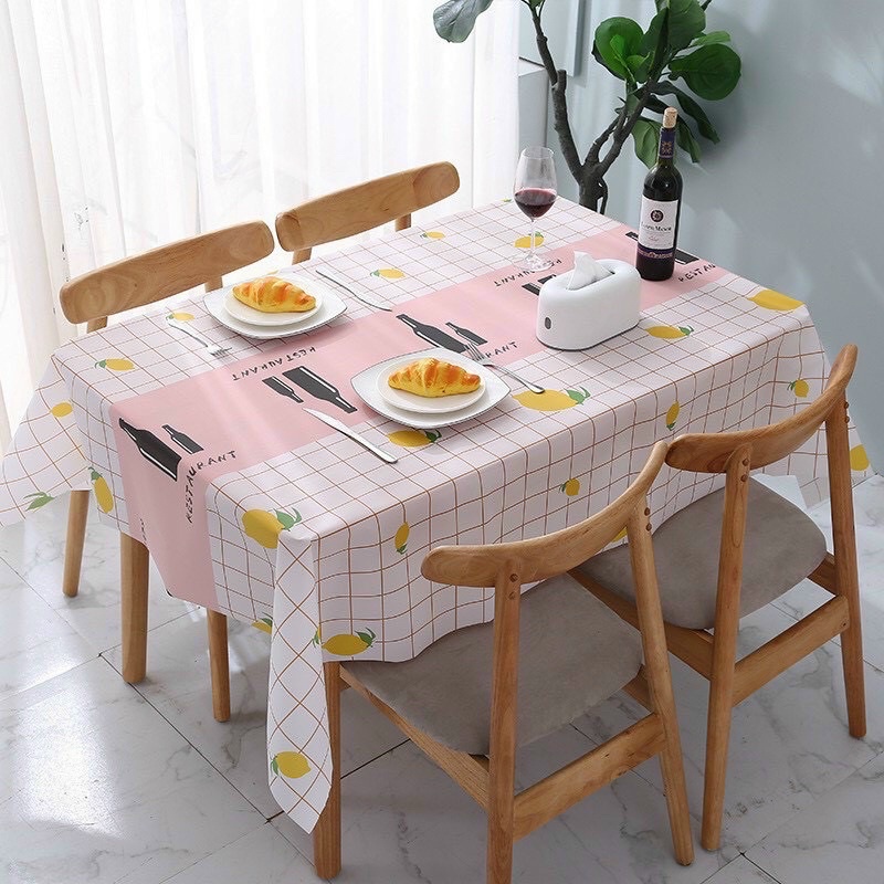 Khăn trải bàn kẻ caro nhựa PVC chống thấm nước, không mùi, không phai màu, vintage trang trí bàn ăn cao cấp