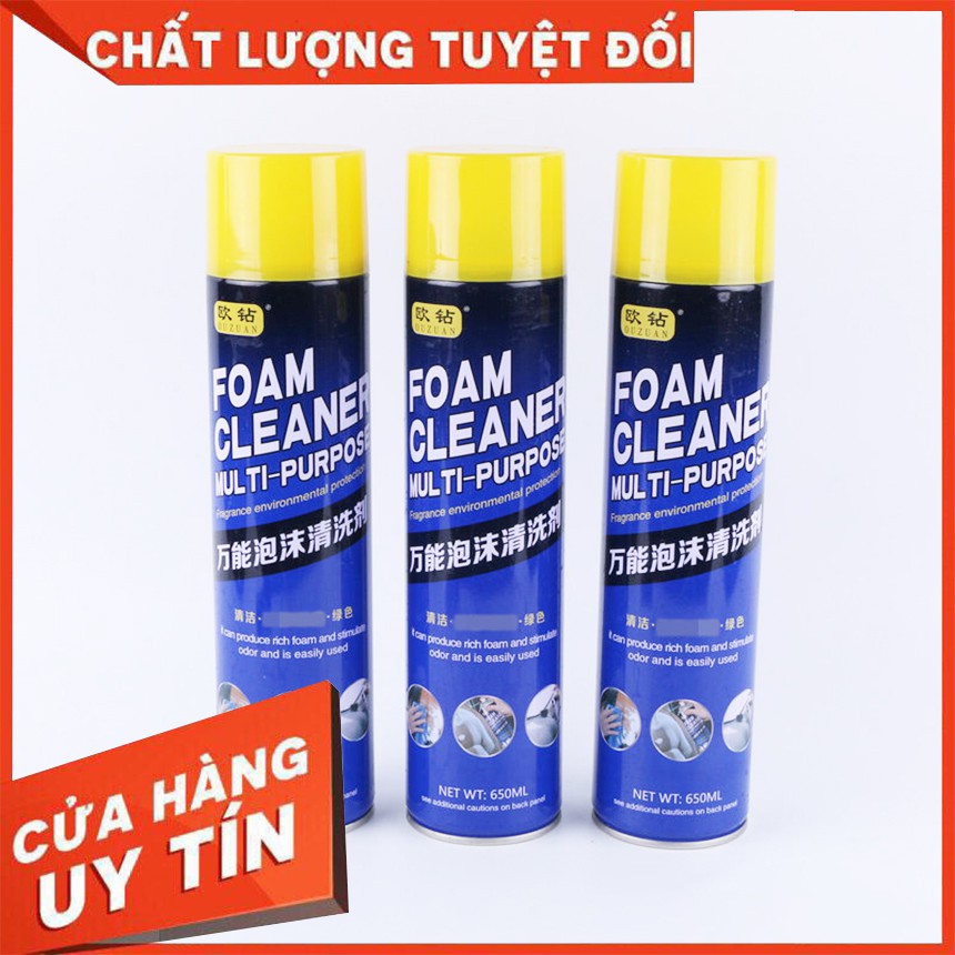 ⚡ FreeShip Toàn Quốc ⚡ Bình xịt bọt đa năng FOAM CLEANER LOẠI TO 650ML vệ sinh nội thất ô tô, nhà cửa ghế da nỉ