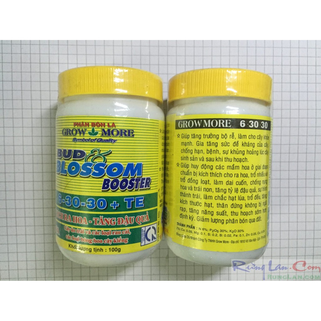 Phân Bón Lá NPK 6-30-30 Grow More lọ 100gram