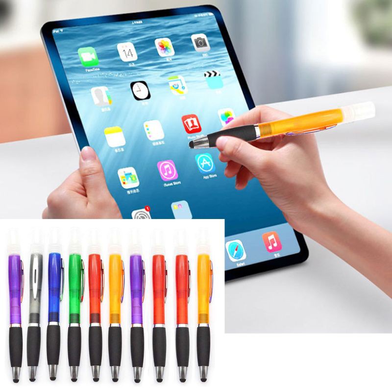 love* 10Pcs 3 in 1 Empty Refillable Perfume Bottles Spray Ballpoint Pen Alcohol Spray Mister Gel Pens Touch Screen Stylus Pen