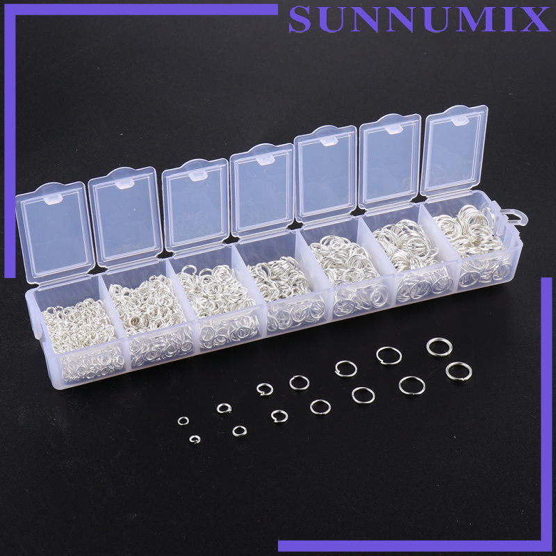 [SUNNIMIX]1500 Pcs Open Jump Rings Box Set for DIY Jewelry Making Finding Gold