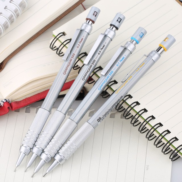 Chì Bấm Cơ Khí Pentel Graphgear 500 Cao Cấp Nhật Bản 0.3/0.5/0.7 - Chì kim Pentel thân kim loại