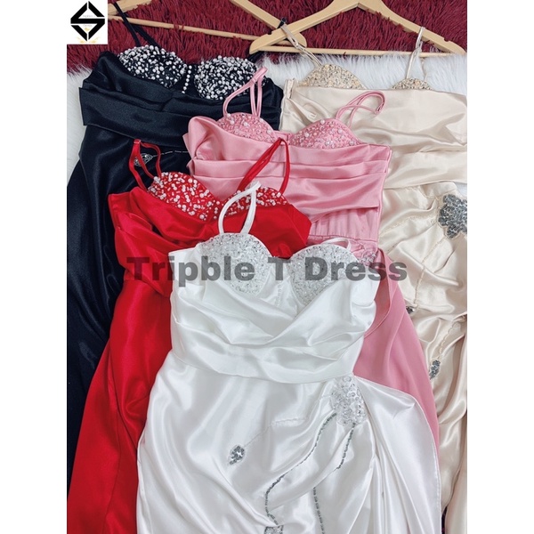 Đầm body 2 dây dự tiệc lệch tà siêu xinh TRIPBLE T DRESS - size M/L- MS187Y