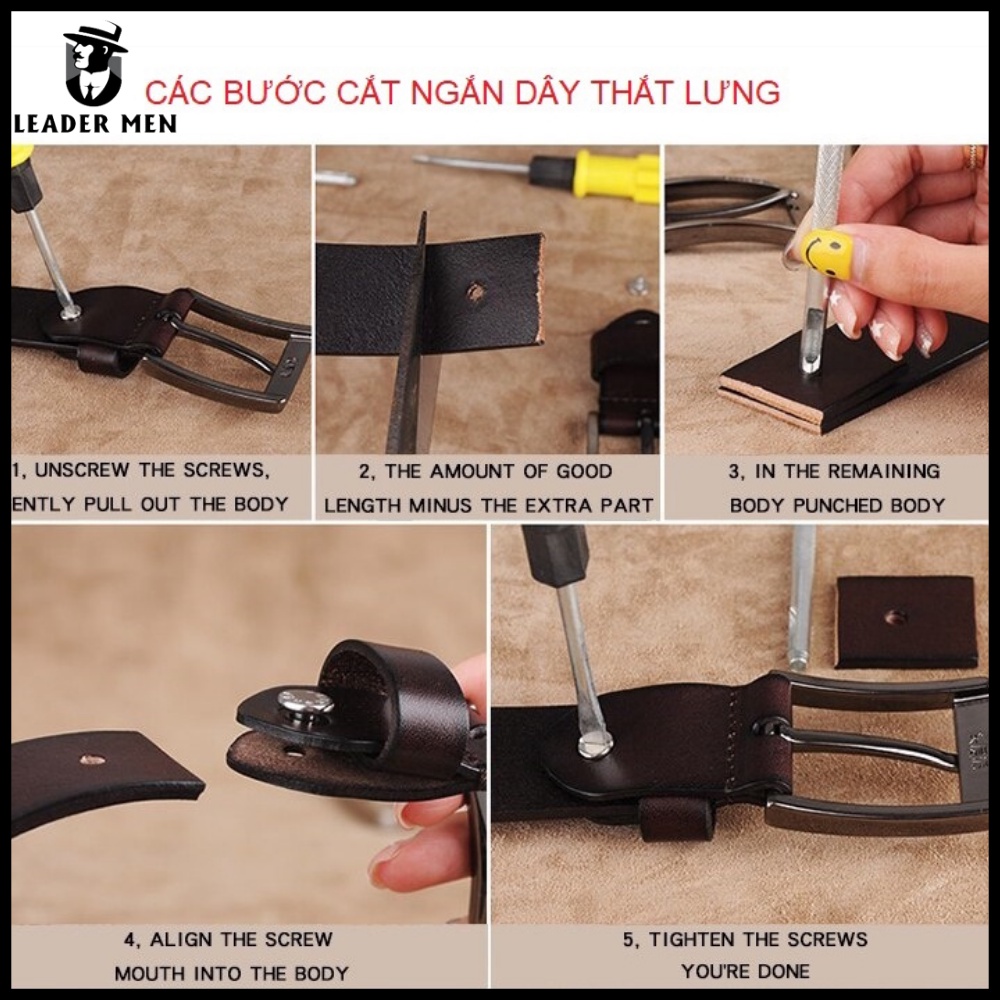 Thắt Lưng Nam Khóa Kim Da Bò Cao Cấp Thời Trang Hàn Quốc - Dây Lưng Nam LEADERMEN Sang Trọng, Lịch Lãm, Đẳng Cấp -LMEN14