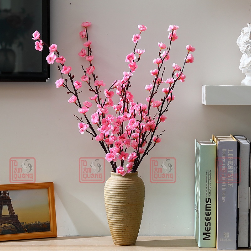 Cành hoa mai giả đồ phụ kiện trang trí tết, nhà cửa bằng lụa cao cấp rẻ đẹp mang lại may mắn tài lộc- nhiều kích cỡ